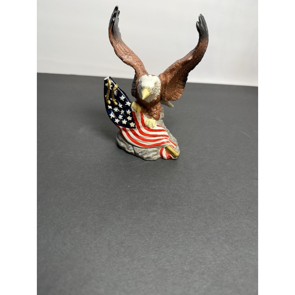 Glenvale Gallery Bald Eagle American Flag Porcelain Sculpture